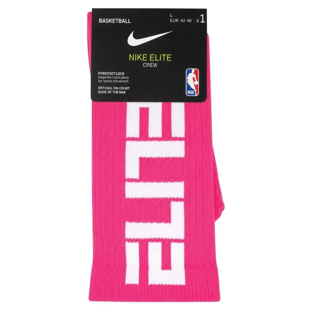 Nike Elite Crew NBA Basketball Socks Pink White Large L Official On-Court 1 Pair